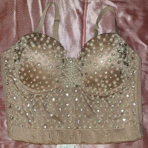 Pearl & Rhinestone Tan Corset
